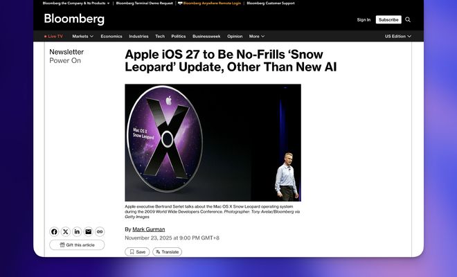 消息称苹果iOS 27以优化为主AI以外的新功能并不多